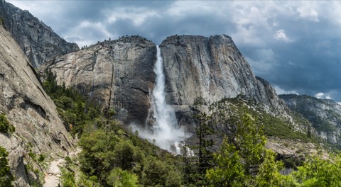 Lower Yosemite Falls &amp; Bridalveil Fall — Yosemite Valley